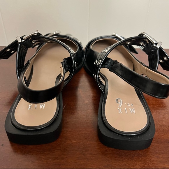 Mix No. 6 Sybel Flat black faux patent leather  silver hardware 9.5 nwot - Picture 11 of 16